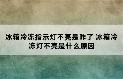 冰箱冷冻指示灯不亮是咋了 冰箱冷冻灯不亮是什么原因